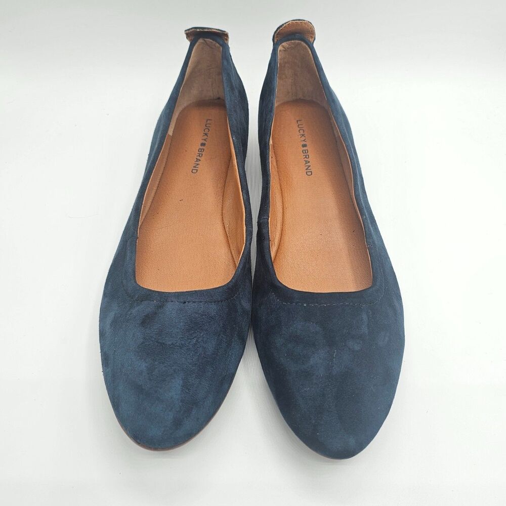 Lucky Brand Navy Suede Ballet Flats Women’s 8.5 Slip On Classic - Picture 3 of 9